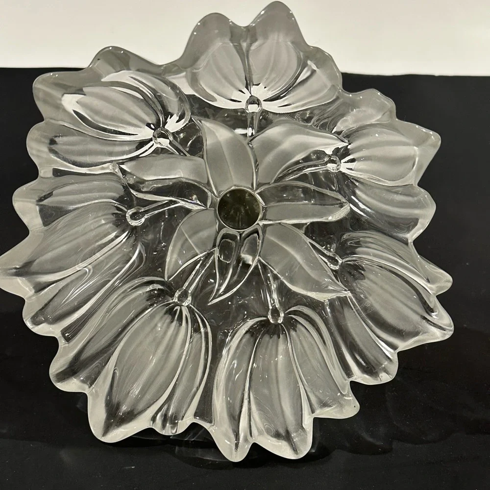 Mikasa Crystal Pedestal Tulips Satin Frosted Glass Footed Bowl 7" - Picture 6 of 9